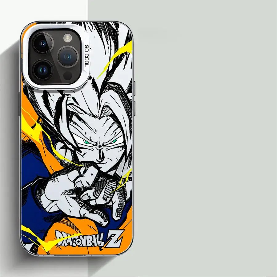 Japan Anime DBZ Cool Case for Apple iPhone 16 15 11 13 14 Pro Max 12 16ProMax 15Pro Matte Lens Protect Plating Phone Cover
