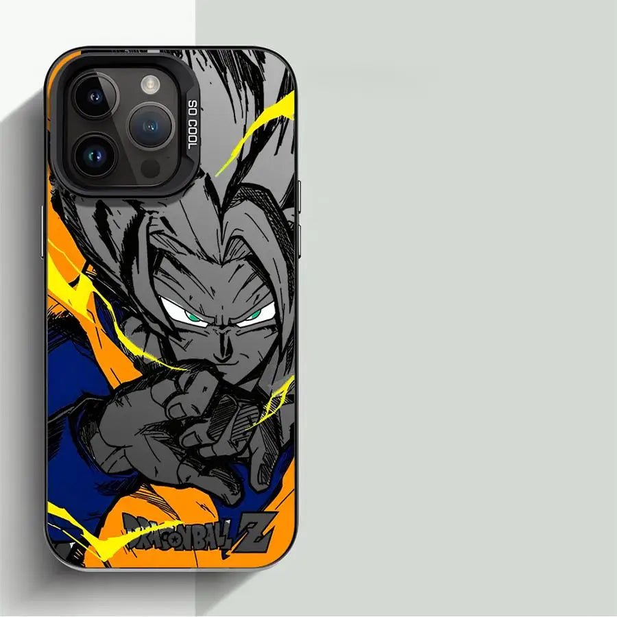 Japan Anime DBZ Cool Case for Apple iPhone 16 15 11 13 14 Pro Max 12 16ProMax 15Pro Matte Lens Protect Plating Phone Cover
