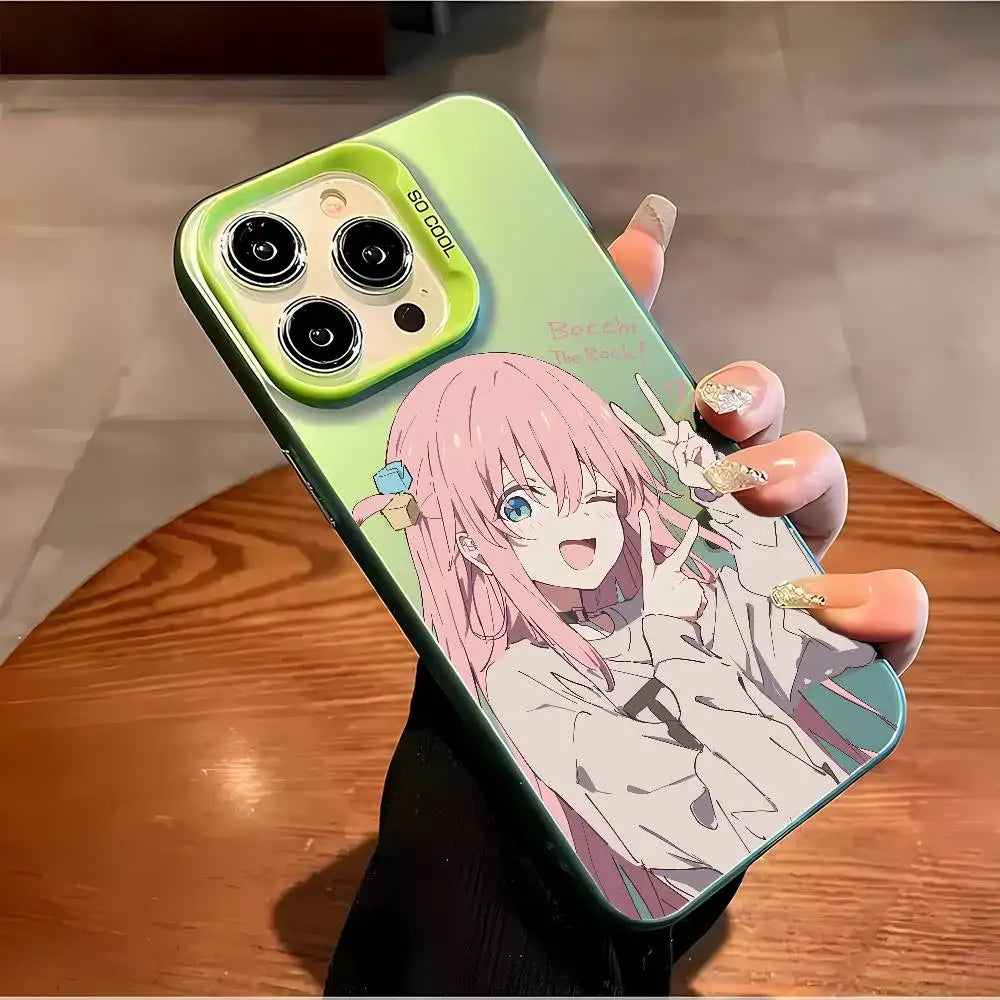 Hitori Gotou B-Bocchi Rock Phone Case For IPhone 16 15 14 13 12 11 Plus Pro Max Multicolor Aurora Laser Shockproof Funda Cover