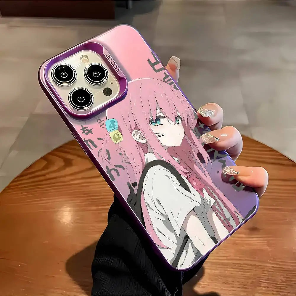 Hitori Gotou B-Bocchi Rock Phone Case For IPhone 16 15 14 13 12 11 Plus Pro Max Multicolor Aurora Laser Shockproof Funda Cover