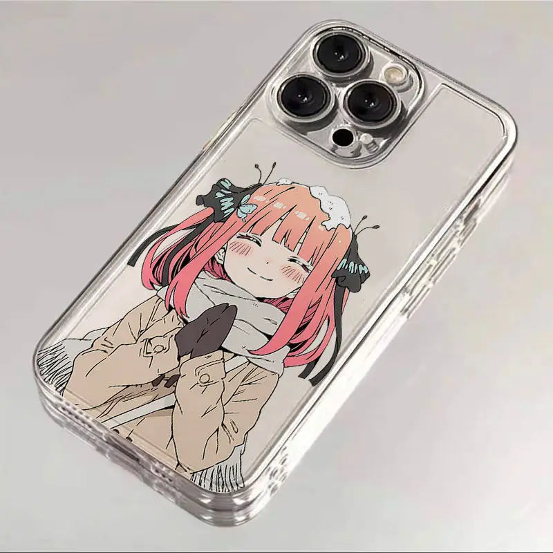 Winter Japanese Anime Nakano Nino Phone Case For iPhone 11 12 13 14 15 16 Pro Max X XR XS 7 8 Plus Y2K Cute Silicone Cover