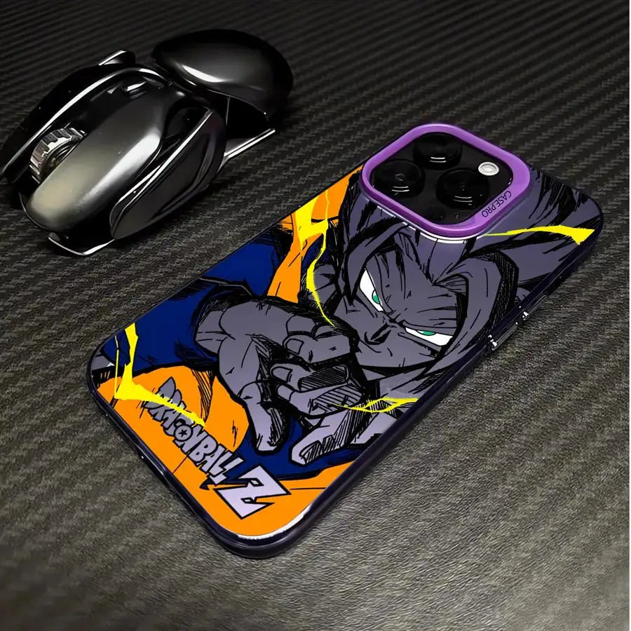 Japan Anime DBZ Cool Case for Apple iPhone 16 15 11 13 14 Pro Max 12 16ProMax 15Pro Matte Lens Protect Plating Phone Cover