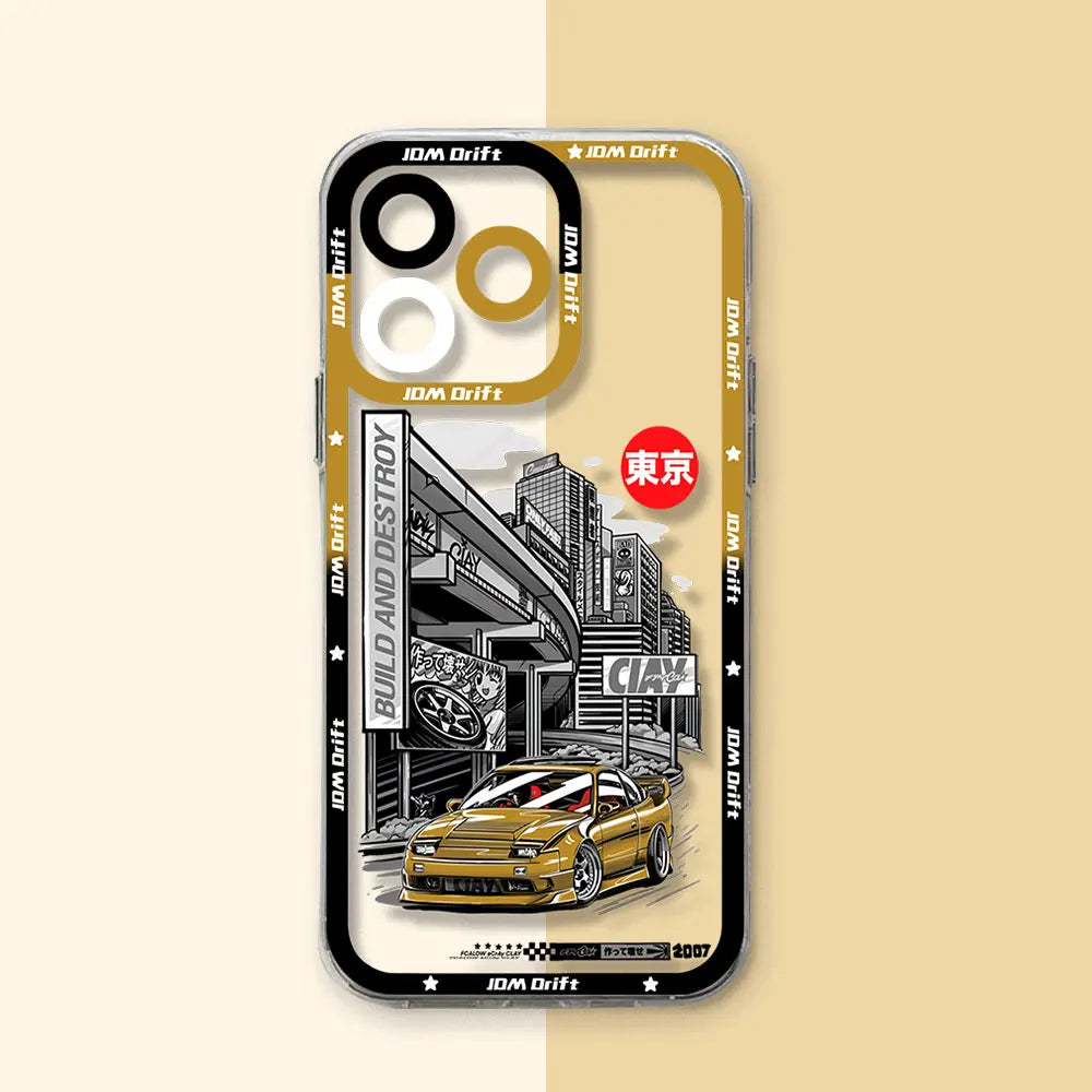 JDM Sports Drift Car Phone Case for Xiaomi Mi 11 11T Poco F5 X6 X5 M4 X4 M3 X3 Pro NFC Lite GT Pro 5G Transparent Soft TPU Cover