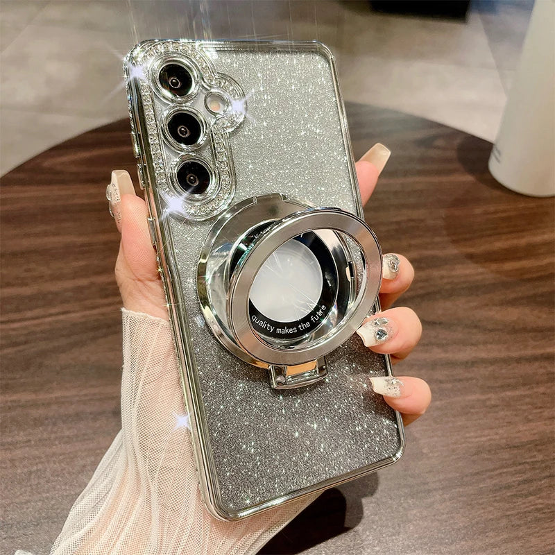 Glitter Ring Luxury Case Samsung Galaxy S25 Ultra S24 S23 S22 Plus A15 A16 A26 A36 A56 A35 A55 A05S A25 A12 A13 A14 A34 A54 A52