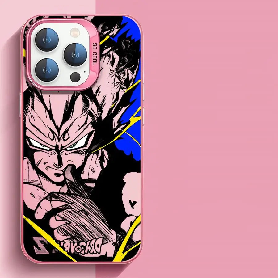 Japan Anime DBZ Cool Case for Apple iPhone 16 15 11 13 14 Pro Max 12 16ProMax 15Pro Matte Lens Protect Plating Phone Cover
