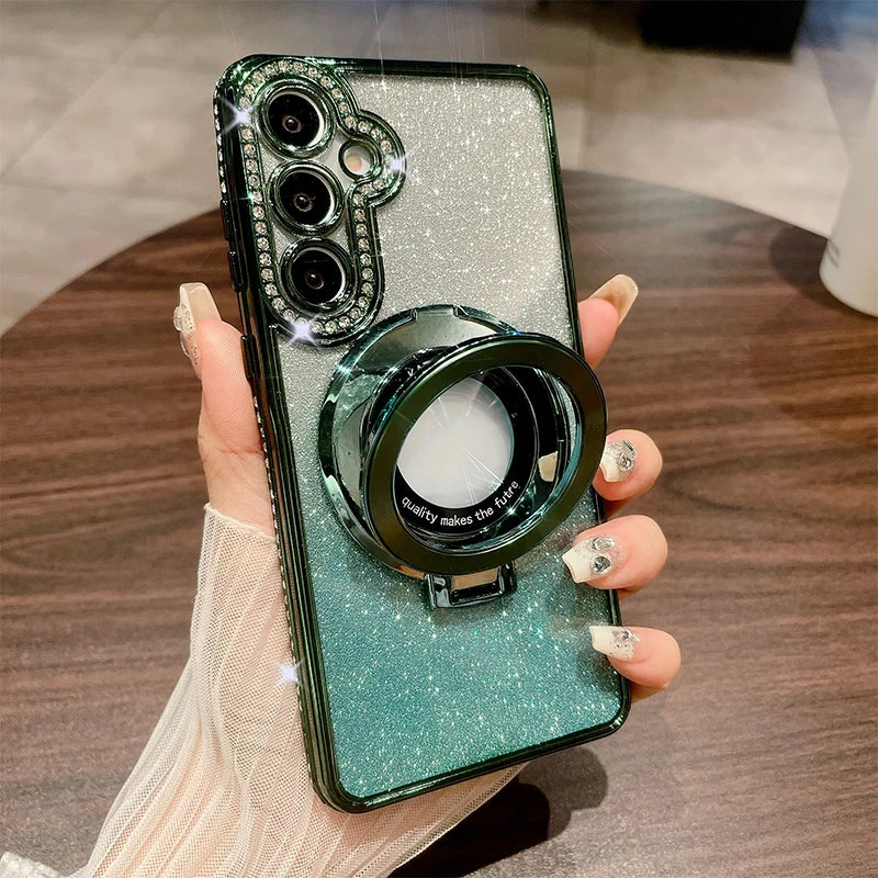 Glitter Ring Luxury Case Samsung Galaxy S25 Ultra S24 S23 S22 Plus A15 A16 A26 A36 A56 A35 A55 A05S A25 A12 A13 A14 A34 A54 A52