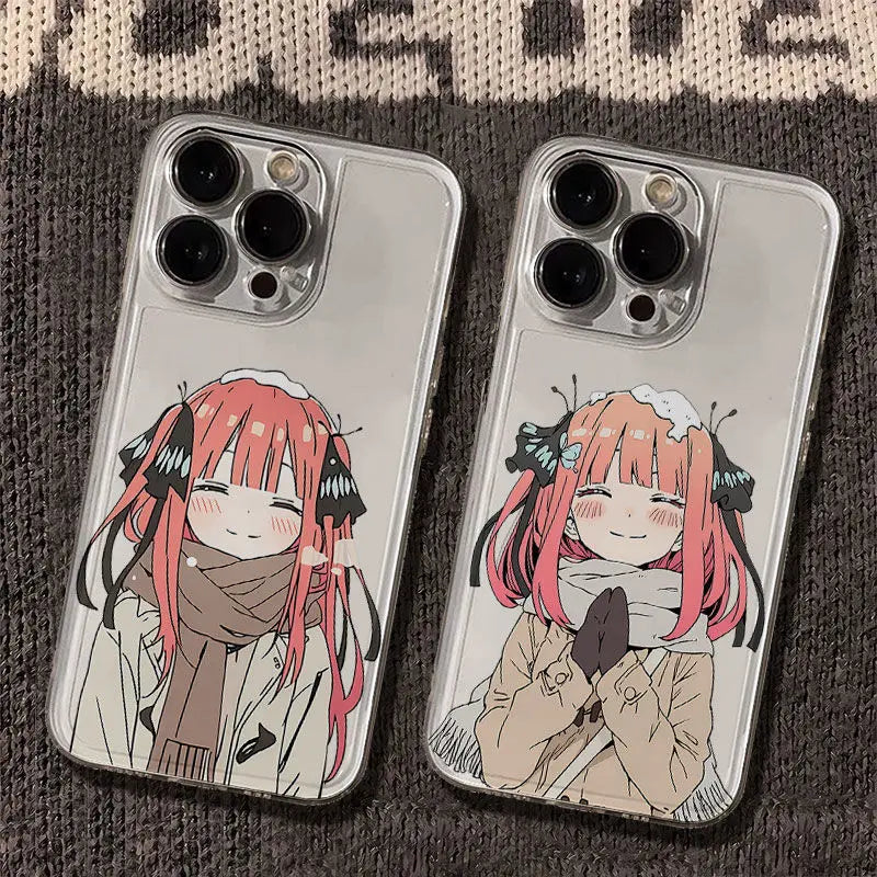 Winter Japanese Anime Nakano Nino Phone Case For iPhone 11 12 13 14 15 16 Pro Max X XR XS 7 8 Plus Y2K Cute Silicone Cover