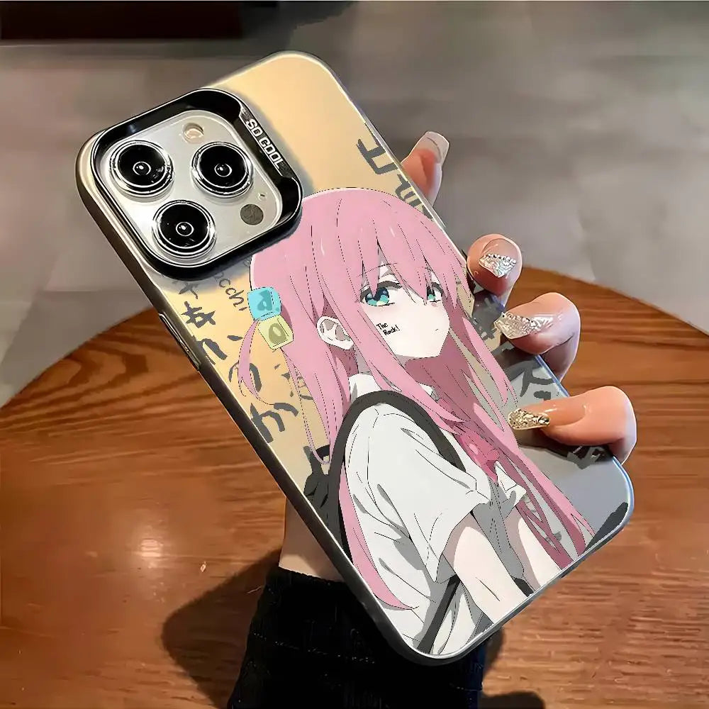 Hitori Gotou B-Bocchi Rock Phone Case For IPhone 16 15 14 13 12 11 Plus Pro Max Multicolor Aurora Laser Shockproof Funda Cover