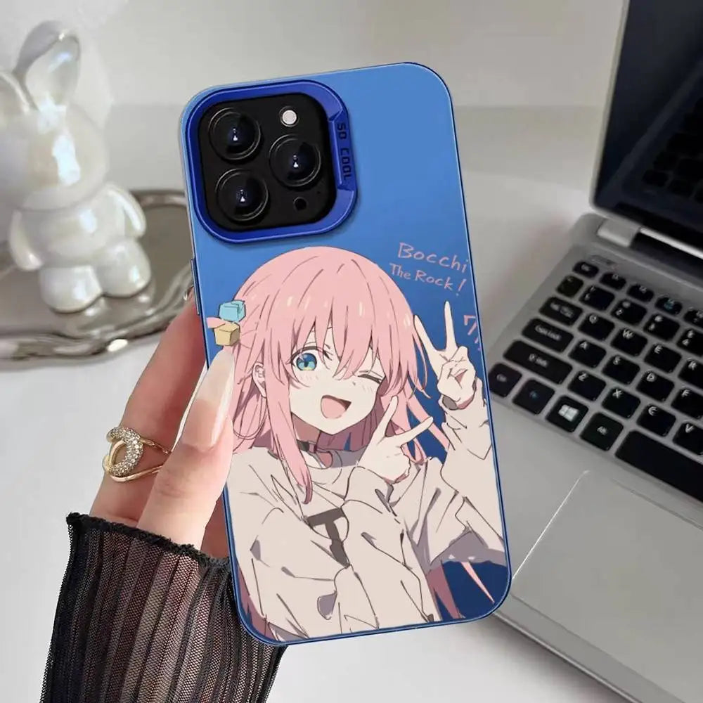 Hitori Gotou B-Bocchi Rock Phone Case For IPhone 16 15 14 13 12 11 Plus Pro Max Multicolor Aurora Laser Shockproof Funda Cover