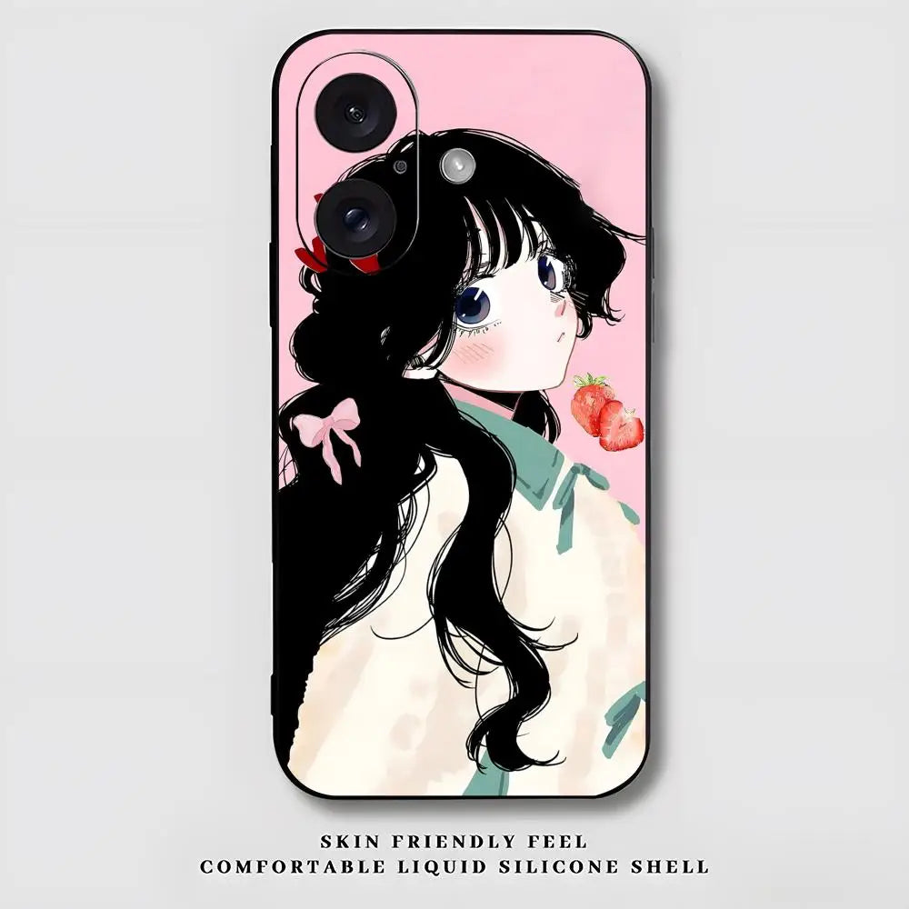 Kaoruko Waguri Anime Hot Phone Case For iPhone 17 16 15 14 13 12 X XR XS 8 Plus Mini Pro Max Soft black Shockproof Cover