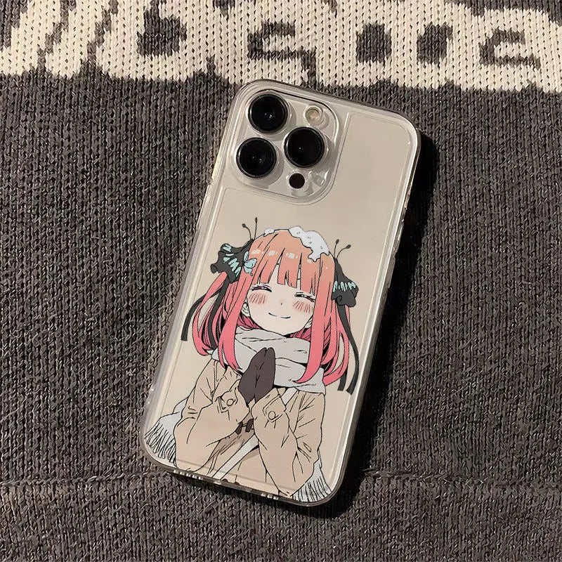 Winter Japanese Anime Nakano Nino Phone Case For iPhone 11 12 13 14 15 16 Pro Max X XR XS 7 8 Plus Y2K Cute Silicone Cover