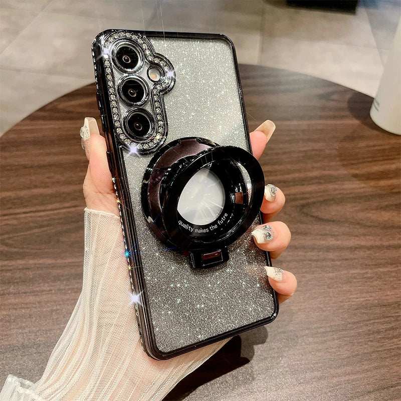 Glitter Ring Luxury Case Samsung Galaxy S25 Ultra S24 S23 S22 Plus A15 A16 A26 A36 A56 A35 A55 A05S A25 A12 A13 A14 A34 A54 A52