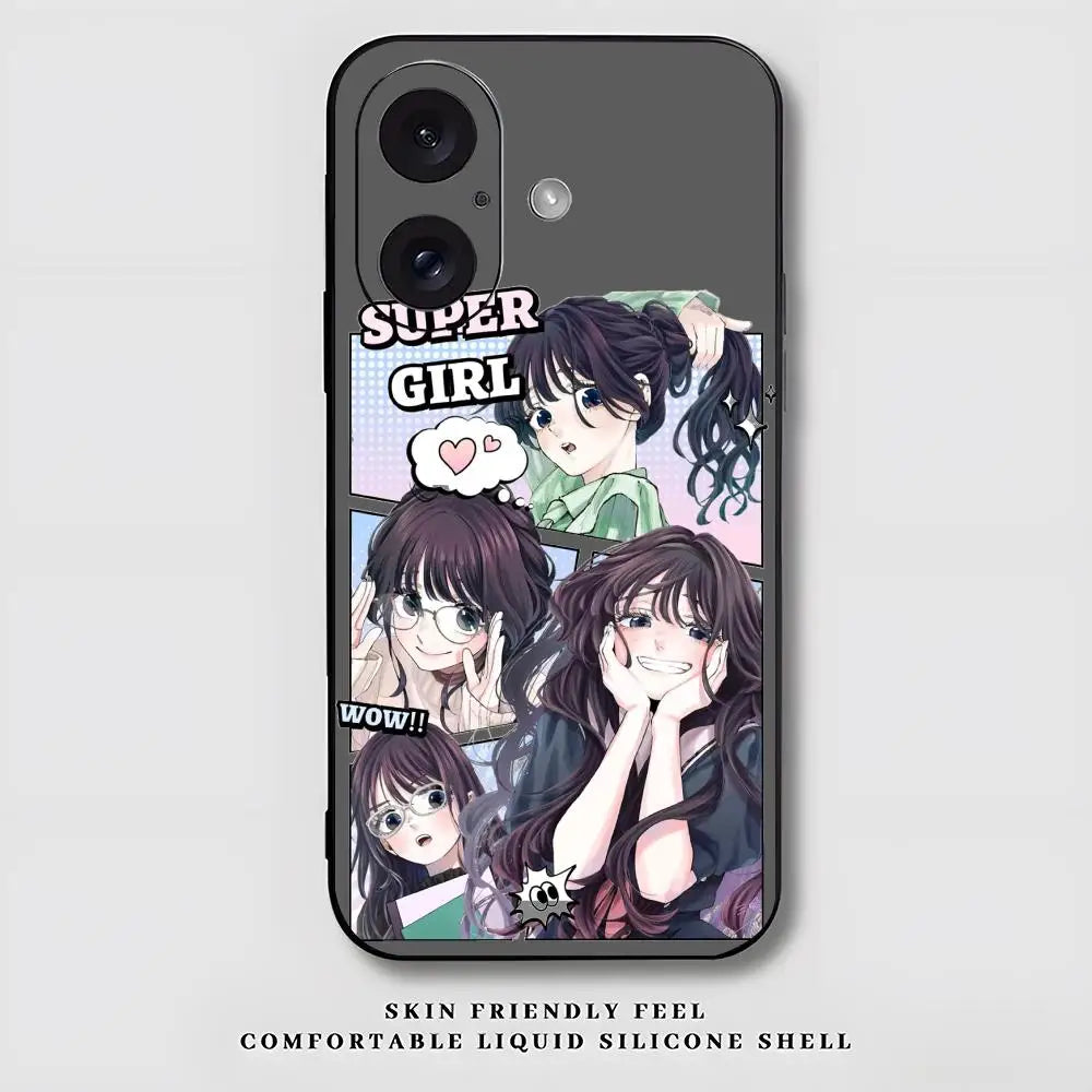 Kaoruko Waguri Anime Hot Phone Case For iPhone 17 16 15 14 13 12 X XR XS 8 Plus Mini Pro Max Soft black Shockproof Cover