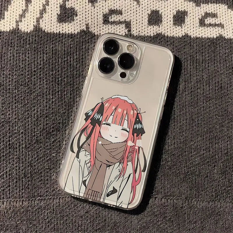 Winter Japanese Anime Nakano Nino Phone Case For iPhone 11 12 13 14 15 16 Pro Max X XR XS 7 8 Plus Y2K Cute Silicone Cover