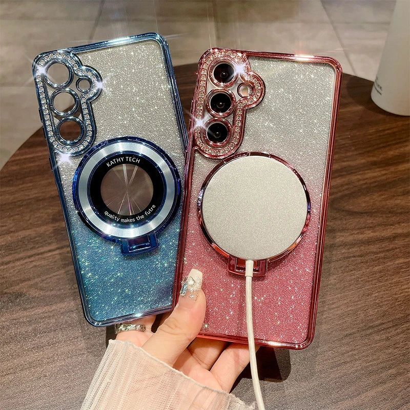 Glitter Ring Luxury Case Samsung Galaxy S25 Ultra S24 S23 S22 Plus A15 A16 A26 A36 A56 A35 A55 A05S A25 A12 A13 A14 A34 A54 A52