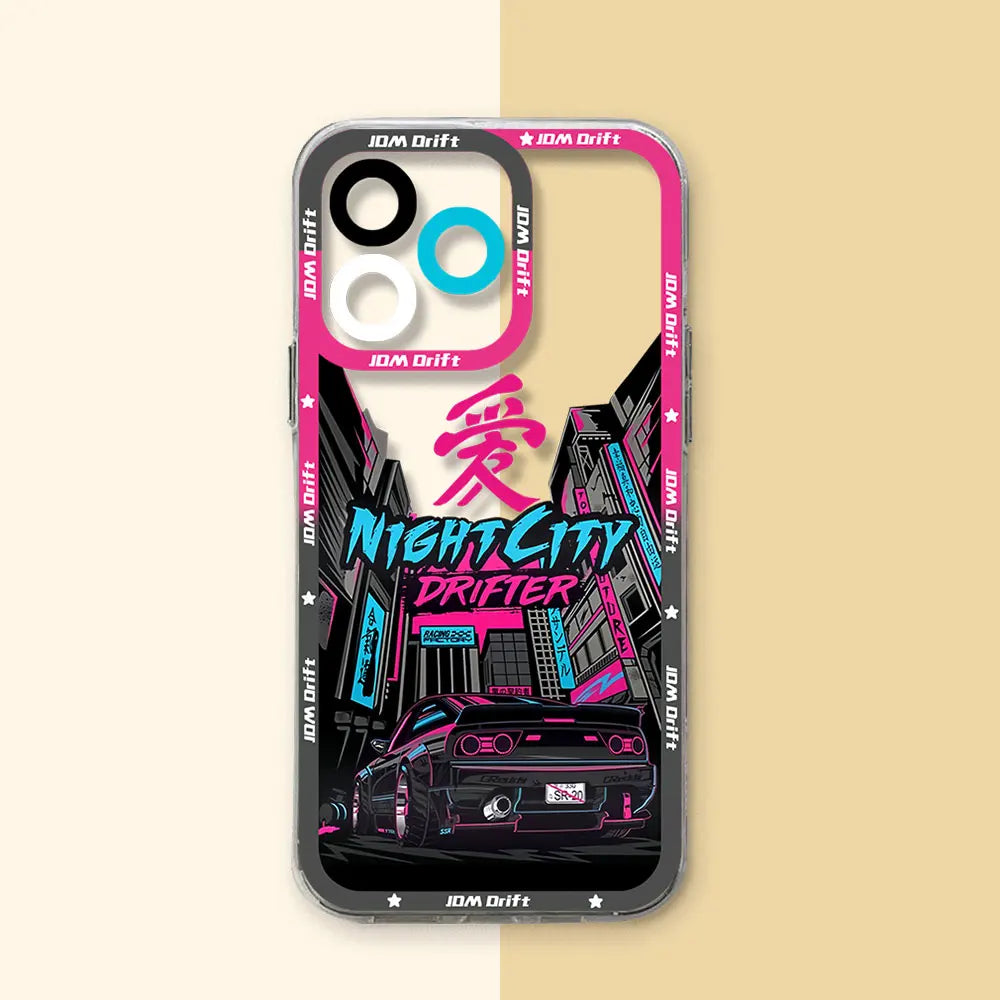 JDM Sports Drift Car Phone Case for Xiaomi Mi 11 11T Poco F5 X6 X5 M4 X4 M3 X3 Pro NFC Lite GT Pro 5G Transparent Soft TPU Cover