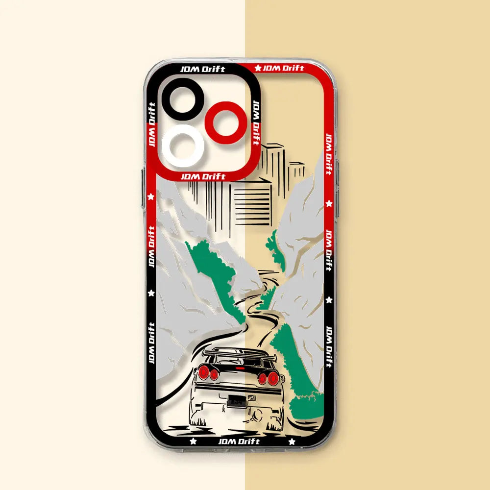 JDM Sports Drift Car Phone Case for Xiaomi Mi 11 11T Poco F5 X6 X5 M4 X4 M3 X3 Pro NFC Lite GT Pro 5G Transparent Soft TPU Cover