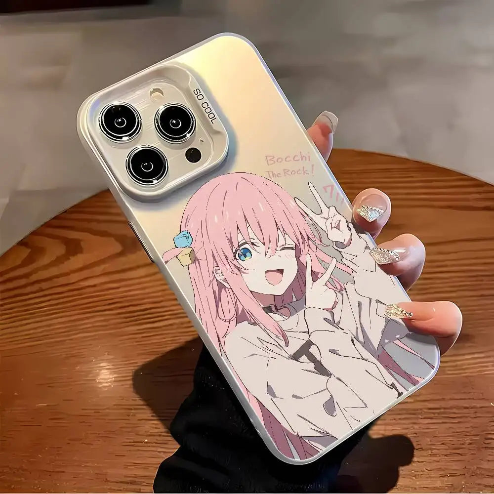 Hitori Gotou B-Bocchi Rock Phone Case For IPhone 16 15 14 13 12 11 Plus Pro Max Multicolor Aurora Laser Shockproof Funda Cover