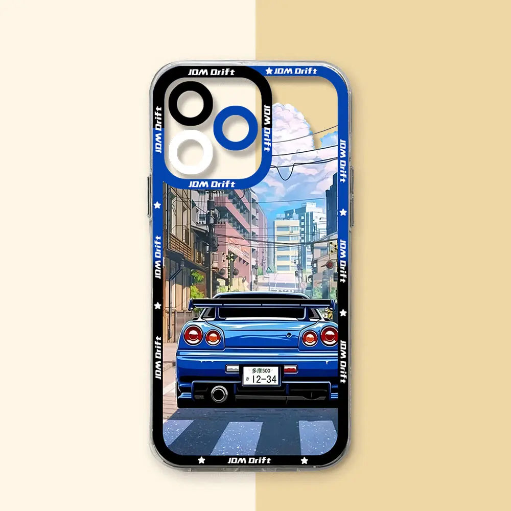 JDM Sports Drift Car Phone Case for Xiaomi Mi 11 11T Poco F5 X6 X5 M4 X4 M3 X3 Pro NFC Lite GT Pro 5G Transparent Soft TPU Cover