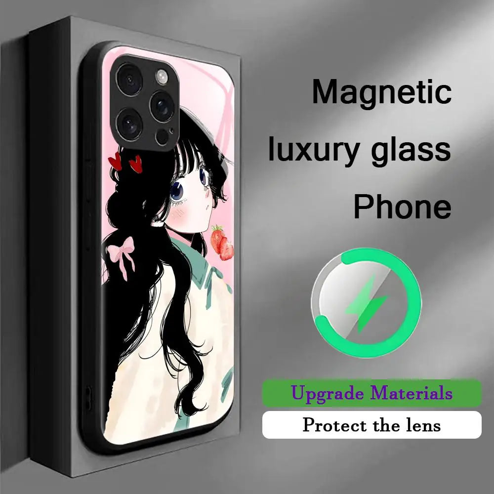Kaouruko Waguri Anime Popular Phone Case For iPhone 16 15 14 13 12 11 X XR XS 8 Plus Mini Pro Max Glass Magnetic Phone Case