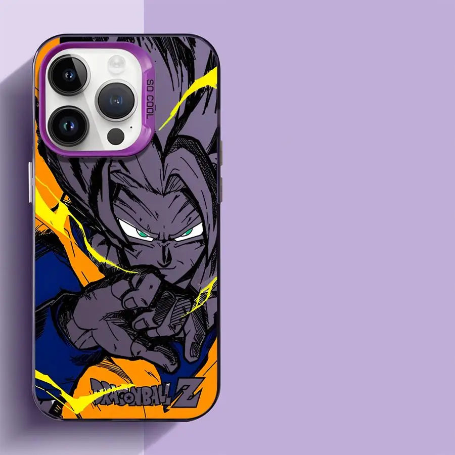 Japan Anime DBZ Cool Case for Apple iPhone 16 15 11 13 14 Pro Max 12 16ProMax 15Pro Matte Lens Protect Plating Phone Cover