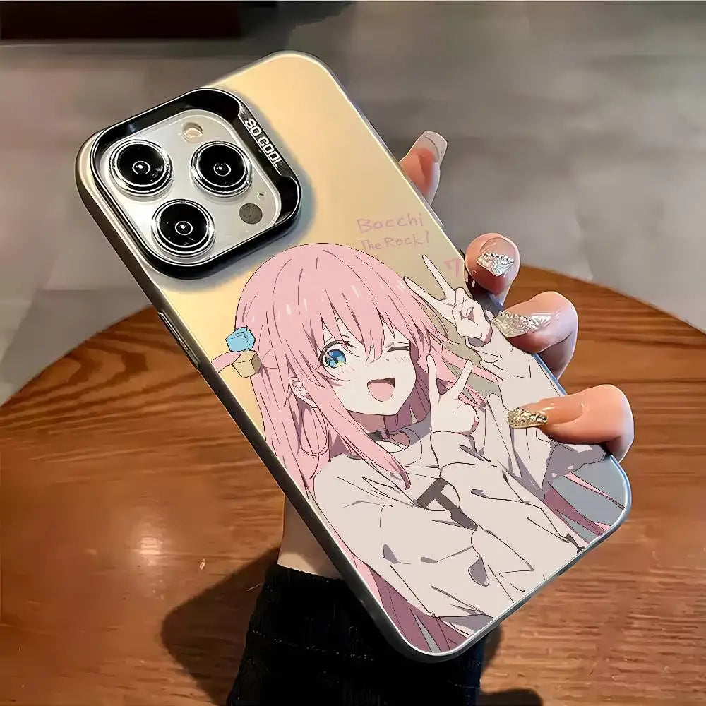 Hitori Gotou B-Bocchi Rock Phone Case For IPhone 16 15 14 13 12 11 Plus Pro Max Multicolor Aurora Laser Shockproof Funda Cover