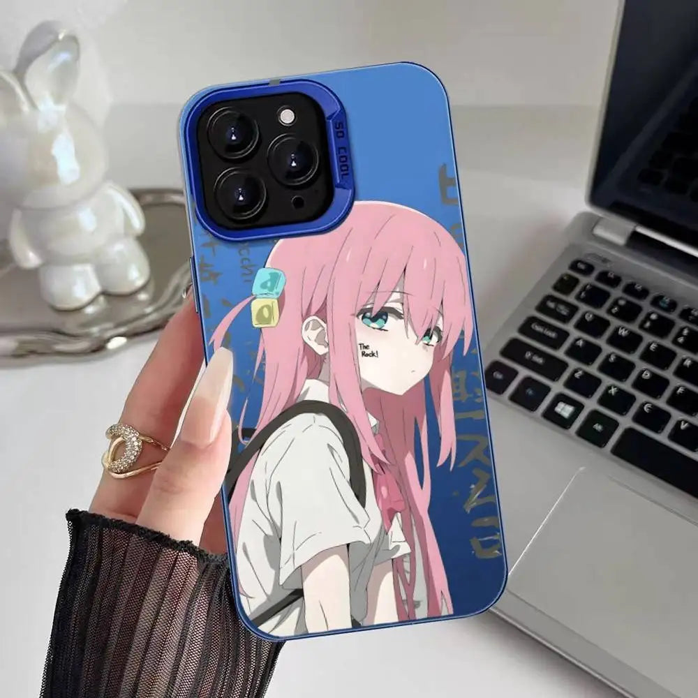 Hitori Gotou B-Bocchi Rock Phone Case For IPhone 16 15 14 13 12 11 Plus Pro Max Multicolor Aurora Laser Shockproof Funda Cover