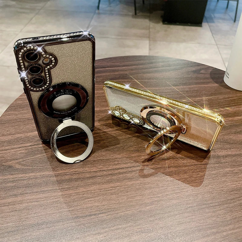 Glitter Ring Luxury Case Samsung Galaxy S25 Ultra S24 S23 S22 Plus A15 A16 A26 A36 A56 A35 A55 A05S A25 A12 A13 A14 A34 A54 A52