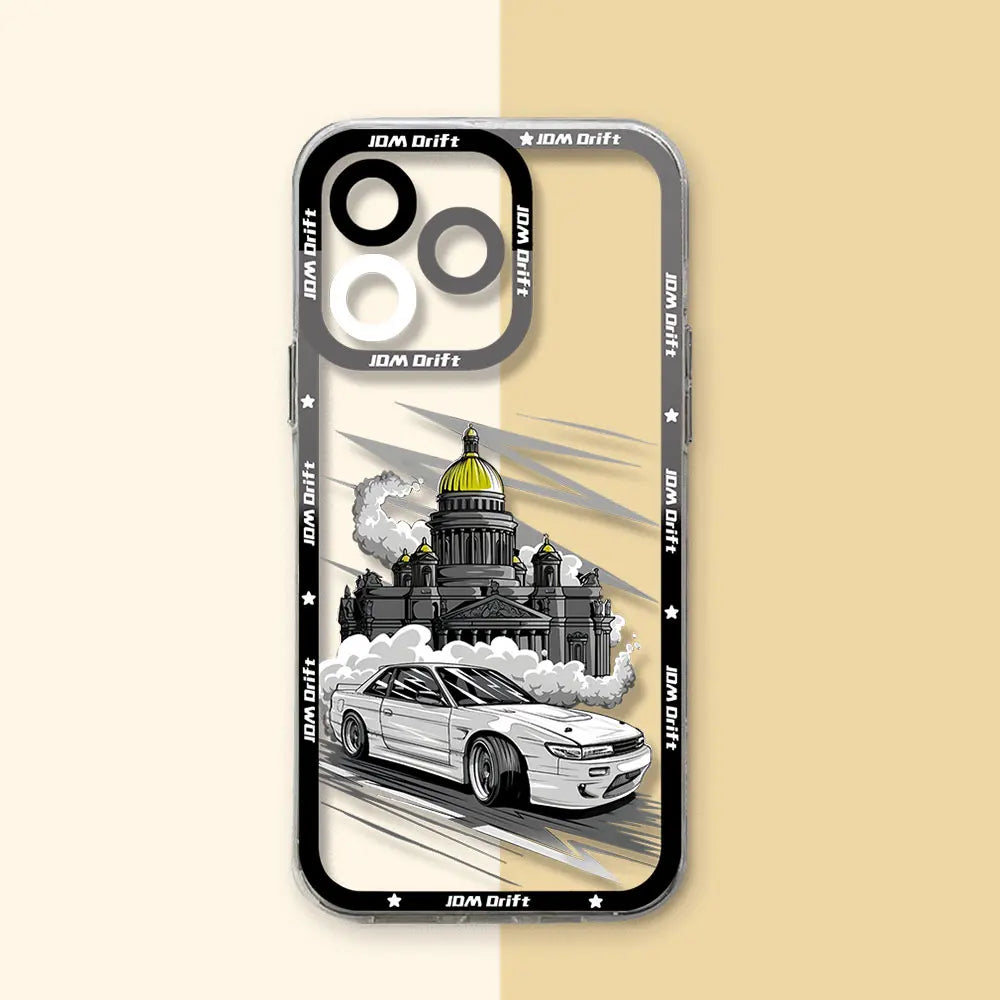 JDM Sports Drift Car Phone Case for Xiaomi Mi 11 11T Poco F5 X6 X5 M4 X4 M3 X3 Pro NFC Lite GT Pro 5G Transparent Soft TPU Cover