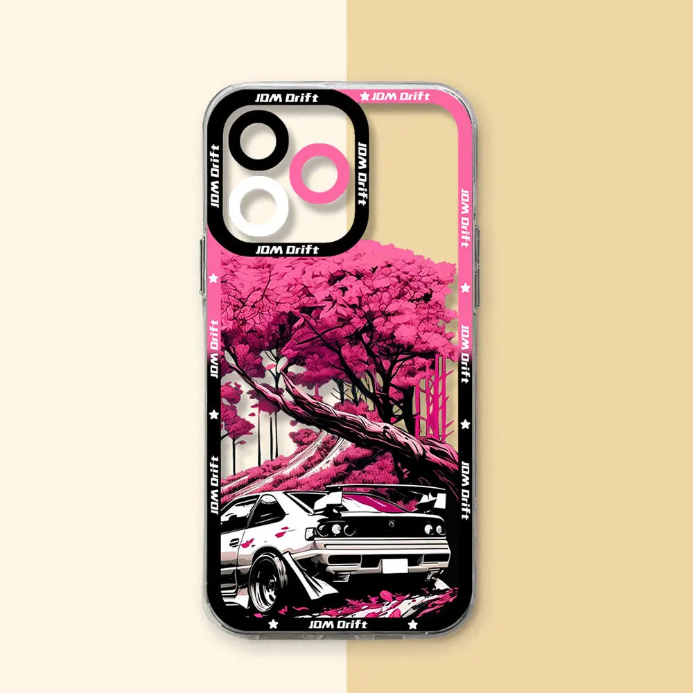 JDM Sports Drift Car Phone Case for Xiaomi Mi 11 11T Poco F5 X6 X5 M4 X4 M3 X3 Pro NFC Lite GT Pro 5G Transparent Soft TPU Cover