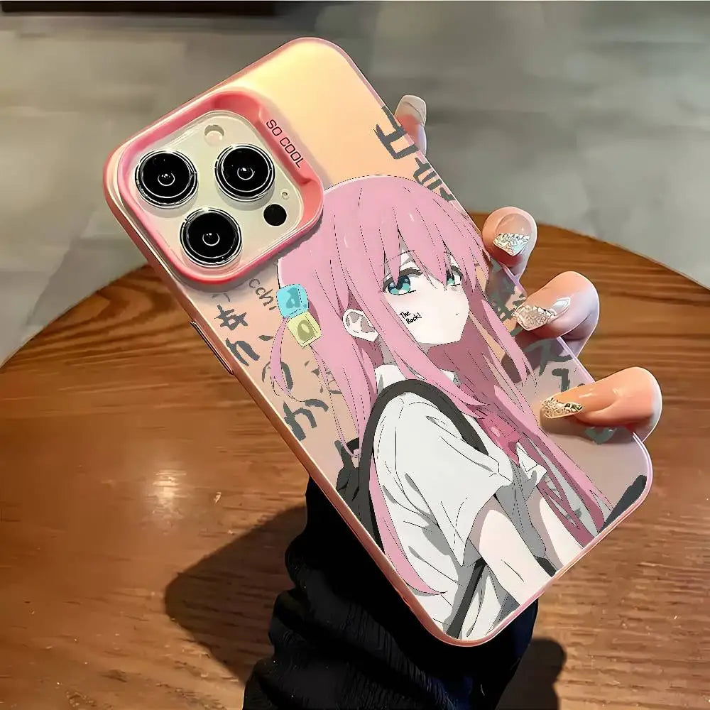 Hitori Gotou B-Bocchi Rock Phone Case For IPhone 16 15 14 13 12 11 Plus Pro Max Multicolor Aurora Laser Shockproof Funda Cover