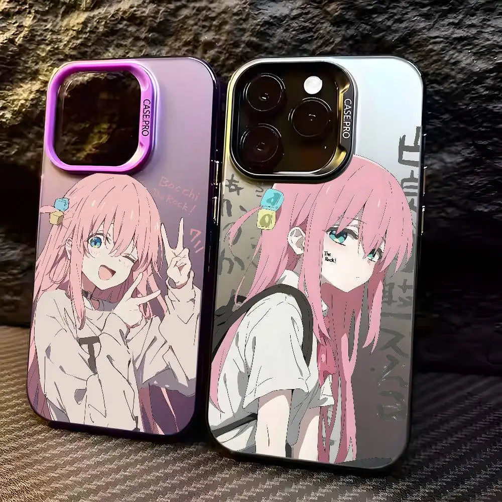 Hitori Gotou B-Bocchi Rock Phone Case For IPhone 16 15 14 13 12 11 Plus Pro Max Multicolor Aurora Laser Shockproof Funda Cover