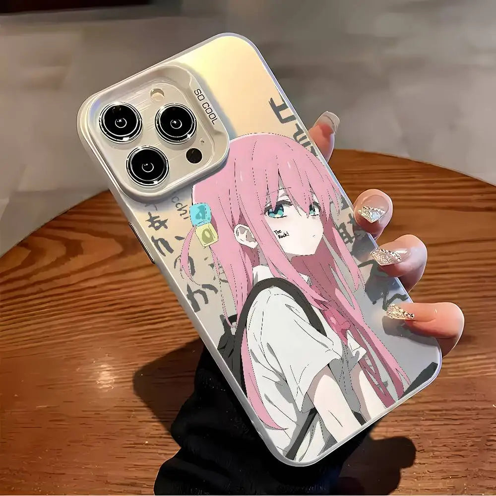 Hitori Gotou B-Bocchi Rock Phone Case For IPhone 16 15 14 13 12 11 Plus Pro Max Multicolor Aurora Laser Shockproof Funda Cover