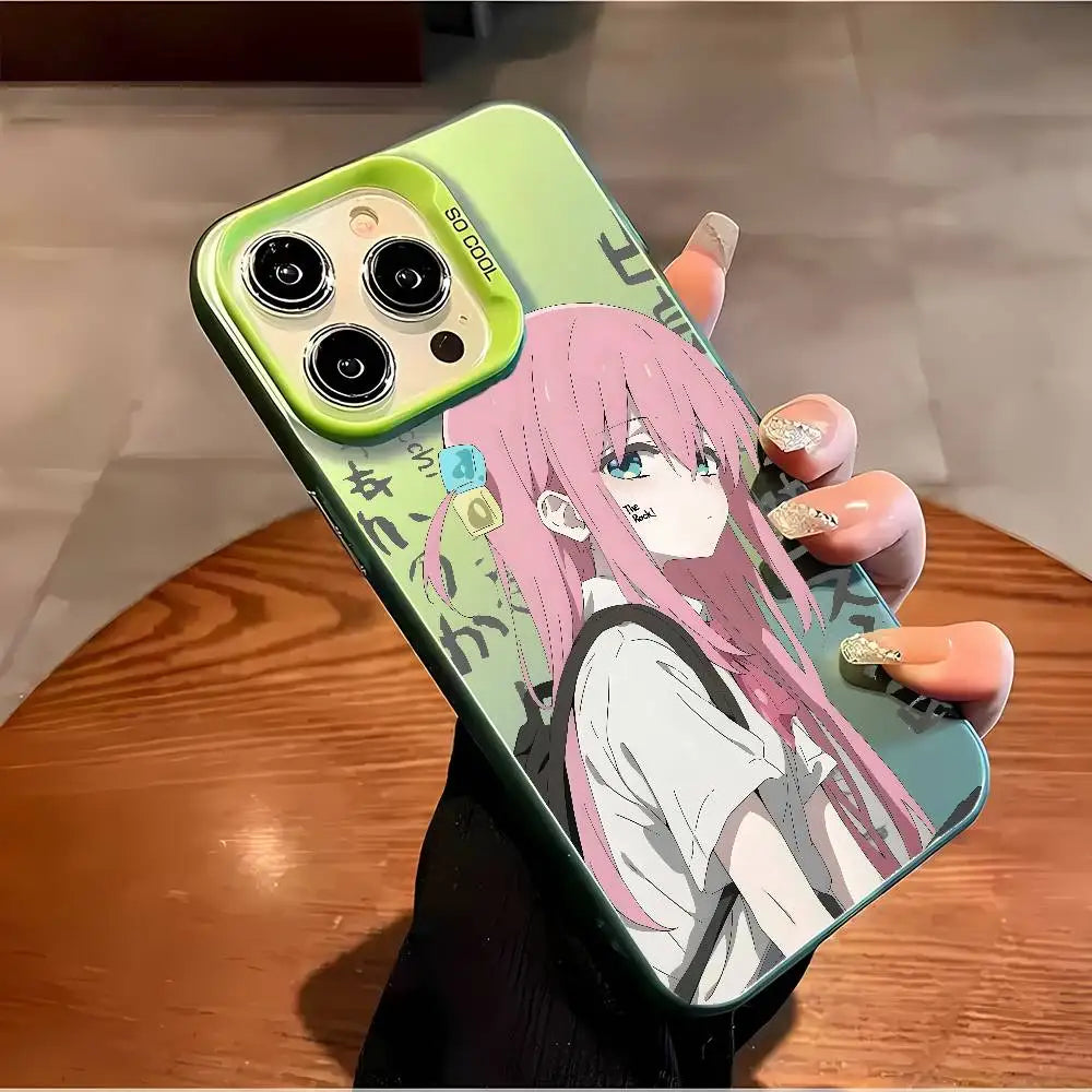 Hitori Gotou B-Bocchi Rock Phone Case For IPhone 16 15 14 13 12 11 Plus Pro Max Multicolor Aurora Laser Shockproof Funda Cover