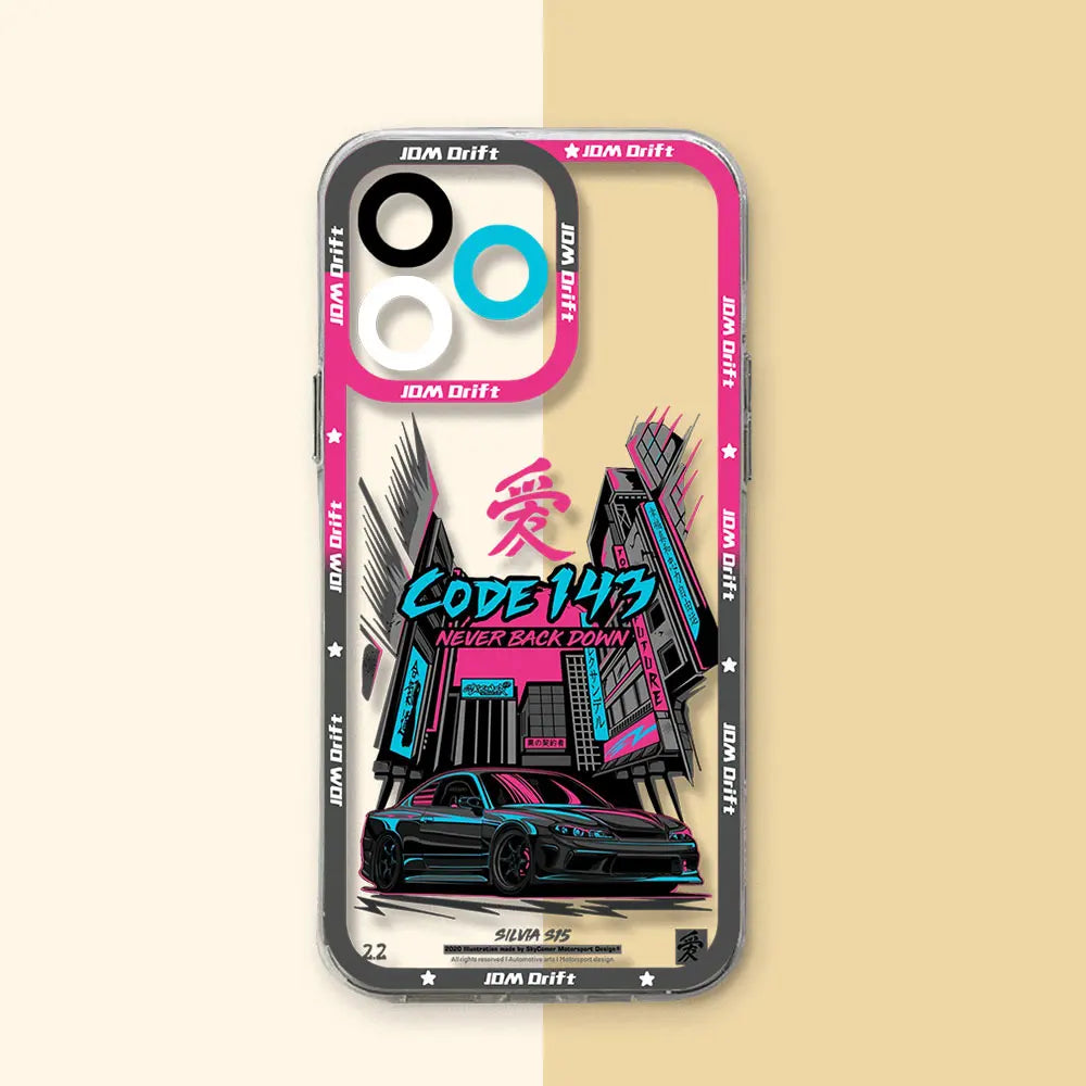 JDM Sports Drift Car Phone Case for Xiaomi Mi 11 11T Poco F5 X6 X5 M4 X4 M3 X3 Pro NFC Lite GT Pro 5G Transparent Soft TPU Cover