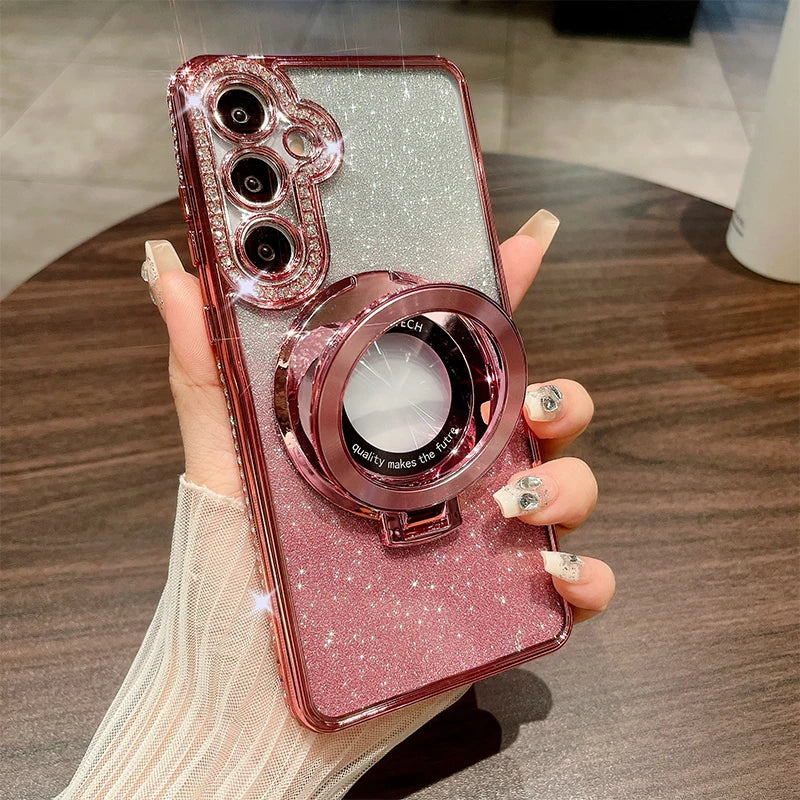 Glitter Ring Luxury Case Samsung Galaxy S25 Ultra S24 S23 S22 Plus A15 A16 A26 A36 A56 A35 A55 A05S A25 A12 A13 A14 A34 A54 A52