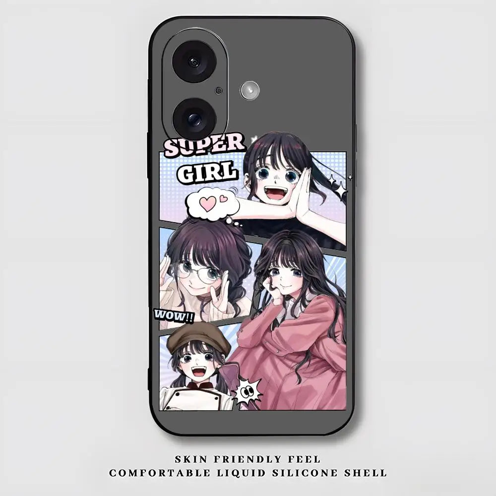 Kaoruko Waguri Anime Hot Phone Case For iPhone 17 16 15 14 13 12 X XR XS 8 Plus Mini Pro Max Soft black Shockproof Cover