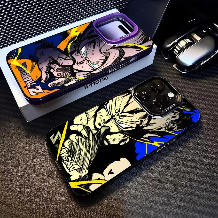 Japan Anime DBZ Cool Case for Apple iPhone 16 15 11 13 14 Pro Max 12 16ProMax 15Pro Matte Lens Protect Plating Phone Cover