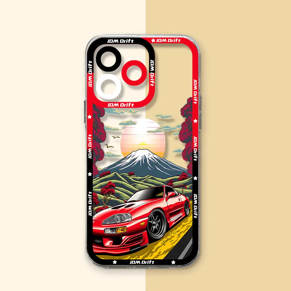 JDM Sports Drift Car Phone Case for Xiaomi Mi 11 11T Poco F5 X6 X5 M4 X4 M3 X3 Pro NFC Lite GT Pro 5G Transparent Soft TPU Cover
