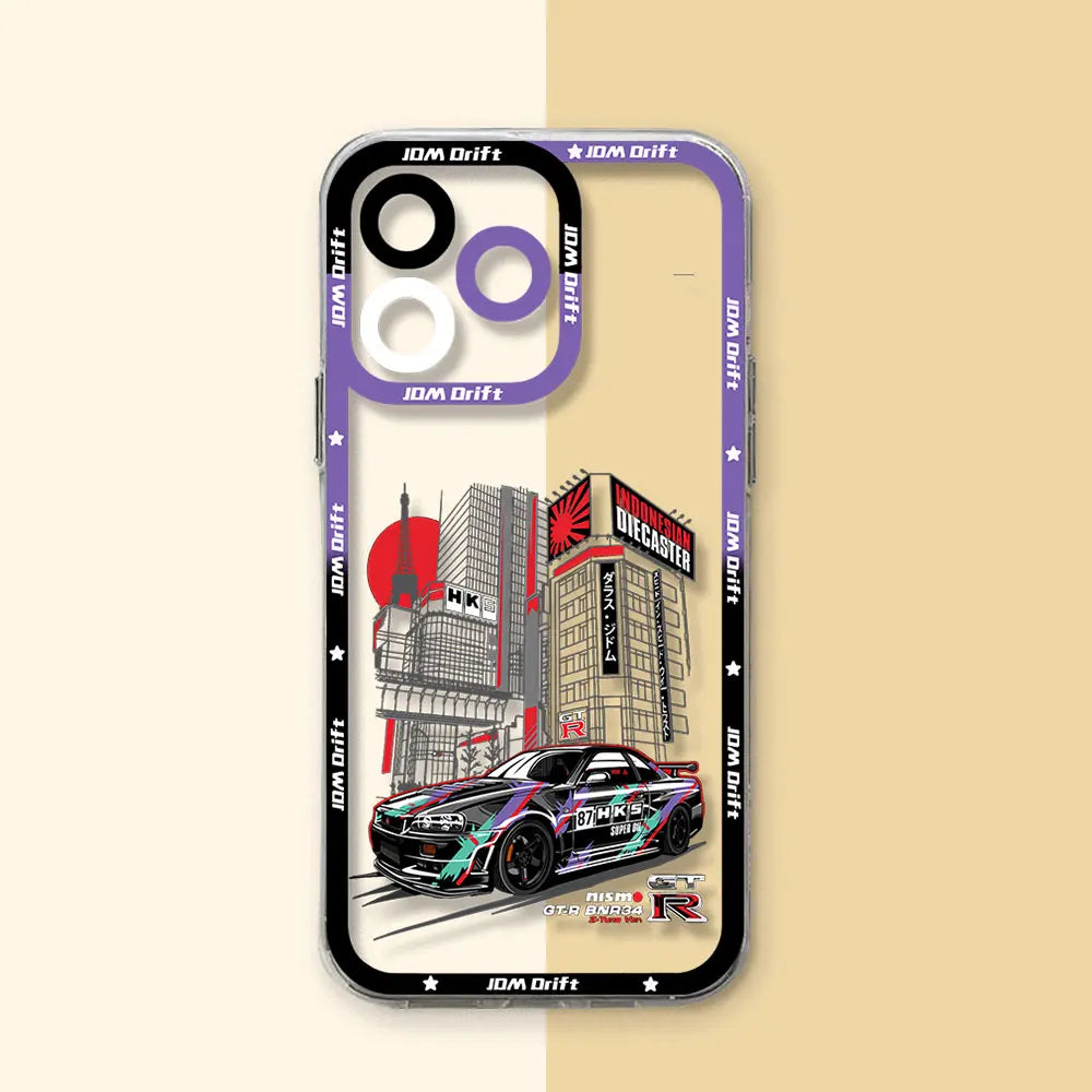 JDM Sports Drift Car Phone Case for Xiaomi Mi 11 11T Poco F5 X6 X5 M4 X4 M3 X3 Pro NFC Lite GT Pro 5G Transparent Soft TPU Cover